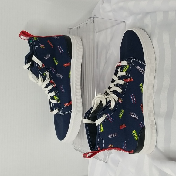 TOMS X MARVEL NAVY TRAVEL LITE HIGH TOP SNEAKER SIZE 7.5 MENS - Picture 2 of 9